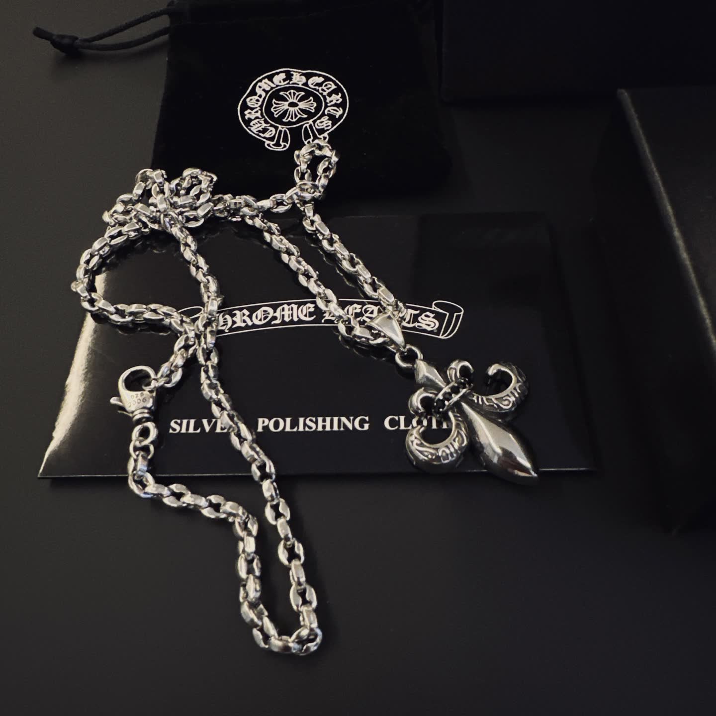 Chrome Hearts Silver Fleur-de-lis Pendant Necklace